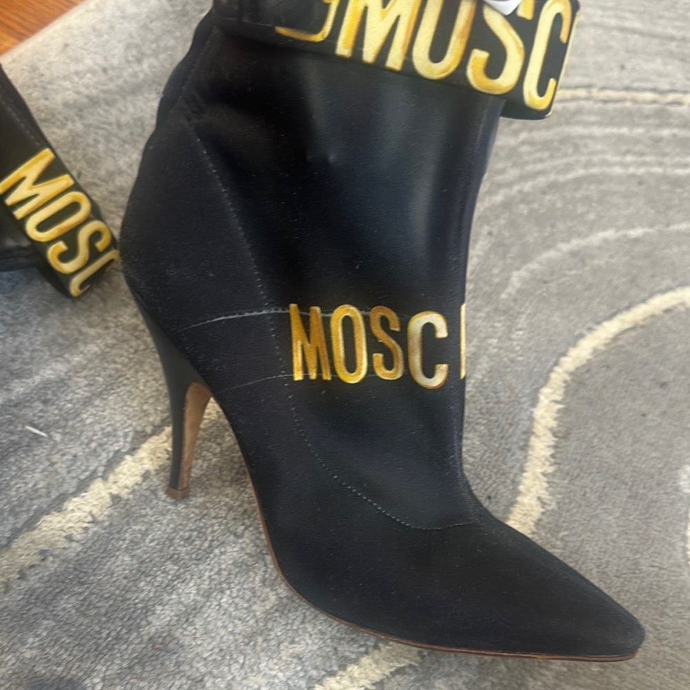 Moschino Black and Gold Heeled Boots
